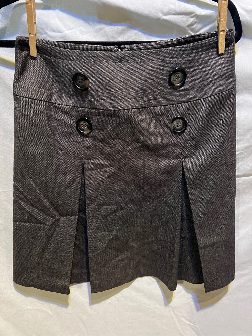 Classic Dark Gray Button-Front Pencil Skirt-Size 5